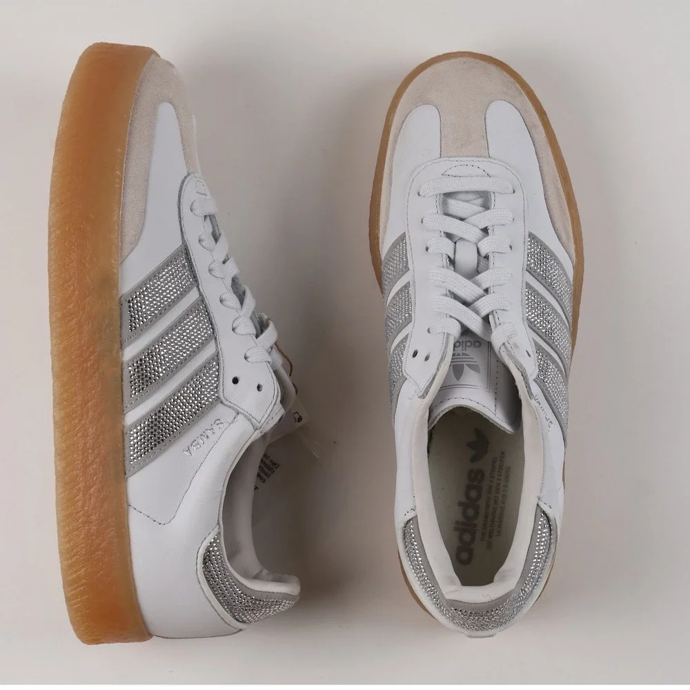 adidas White Silver rhinestone sambae Women's Sneakers Sz 8